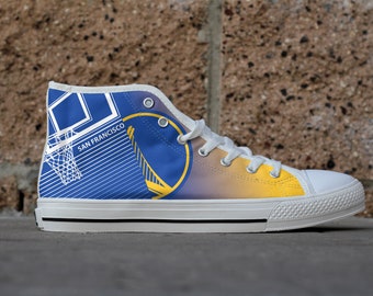 Golden State Basketball Custom Fan Made High Top Canvas Shoes