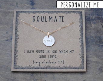 READY TO SHIP . Soulmate initial necklace . Couples Initial Necklace gift for girlfriend or wife . Personalized Birthday Day gift