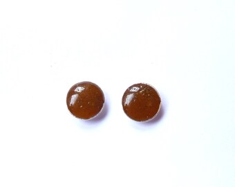Natural brown sterling studs, brown ear studs, brown stud earrings, silver earrings, brown jewellery, silver jewellery, gifts for her