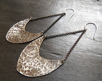 Large Pendulum Earrings - Sterling and brass