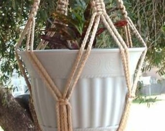 Macrame Plant Hanger 28 in Vintage strong 6mm Sand (Choose Color)