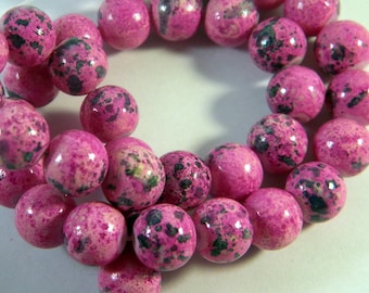 10 "reality" Fuchsia speckled PV80 5 10 mm glass beads