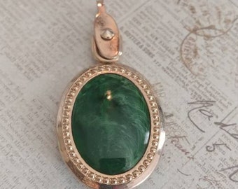 2 sided vintage pendant green and monogramed