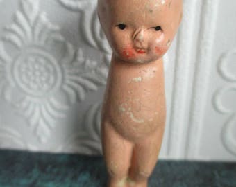 DISTRESSED DOLL Creepy Bisque Boy Child Japan Antique Excavated Vintage Found Object Curiosity for Collecting, Altered Art