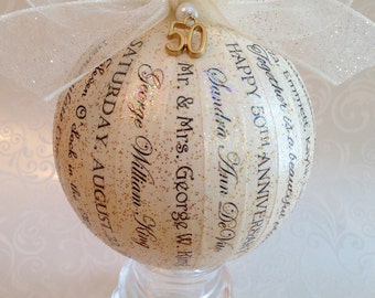 50th Anniversary Gift For Parents/Friends/ Personalized Ornament/Golden Anniversary/Gift Idea for 25th 30th 40th 50th 60th Anniversary