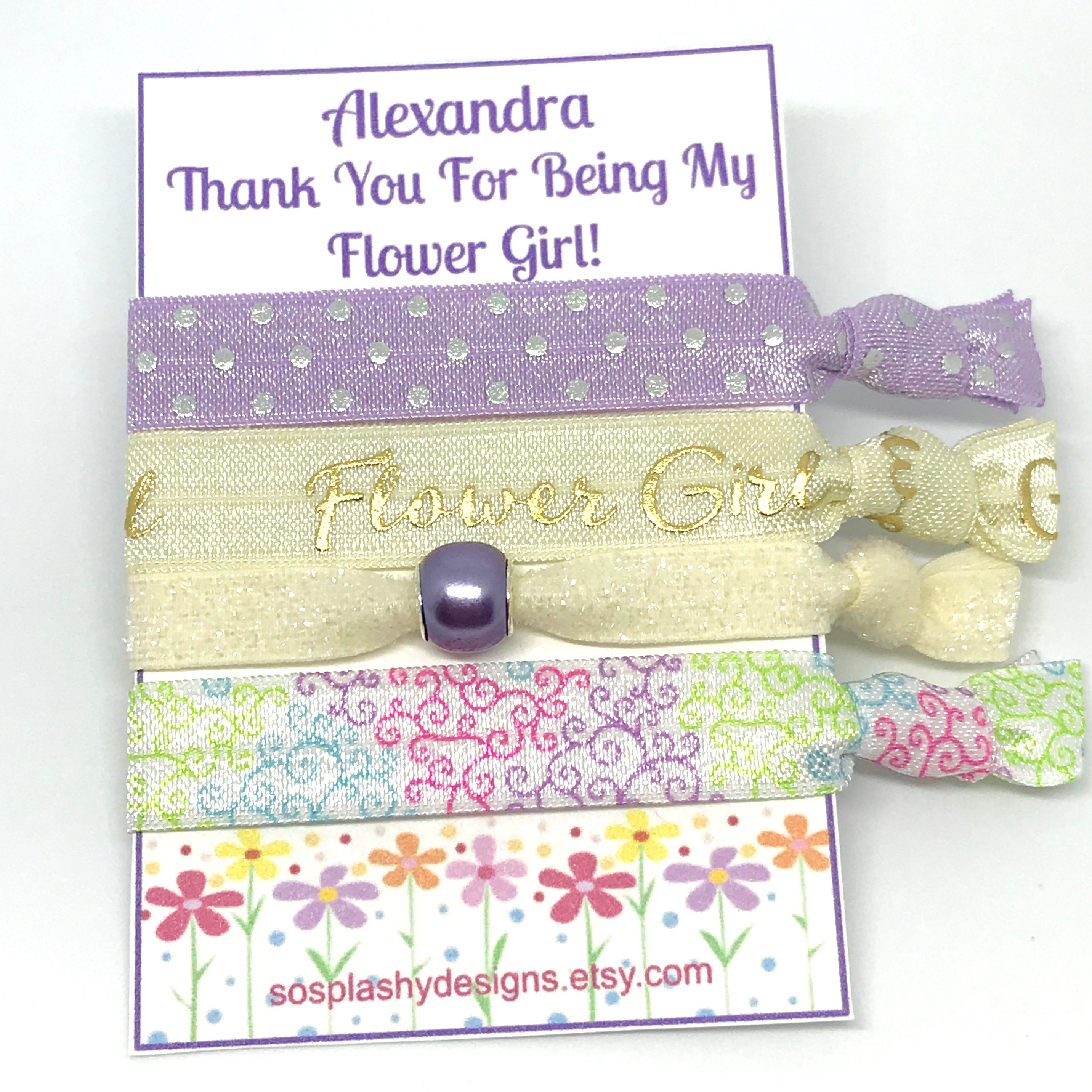 Personalized Flower Girl Hair Ties. Flower girl gift custom