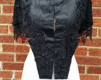 Victorian Mourning Cape // Antique Beaded Caplet // 1800s Funeral Cape