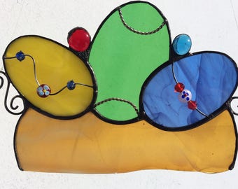 Stained Glass Easter Eggs in Nest