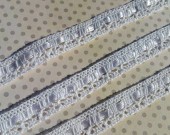 White Cluny Lace - Insertion Satin Trim - 1/2" Wide
