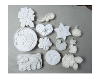 ceramic stamps - texture stamps -soap stamp -pottery stamps - One time grab bag of ( 12 ) bisque stamps - ( 285 )