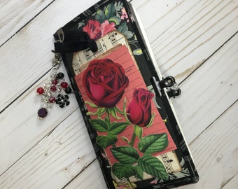 Rose Journal / Travelers Notebook Junk Journal Insert / Red Rose Junk Journal / Prayer Journal /Handmade Journal / OOAK TN Insert / Rose