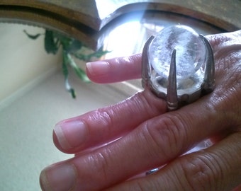 Natural Quartz Crystal Ball Ring