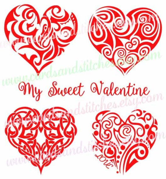 Valentine SVG Hearts SVG Fancy Hearts SVG Svg Dxf Jpg