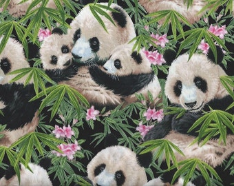 Panda Bear,Palms and Pink Flowers ,Elizabeth Studio