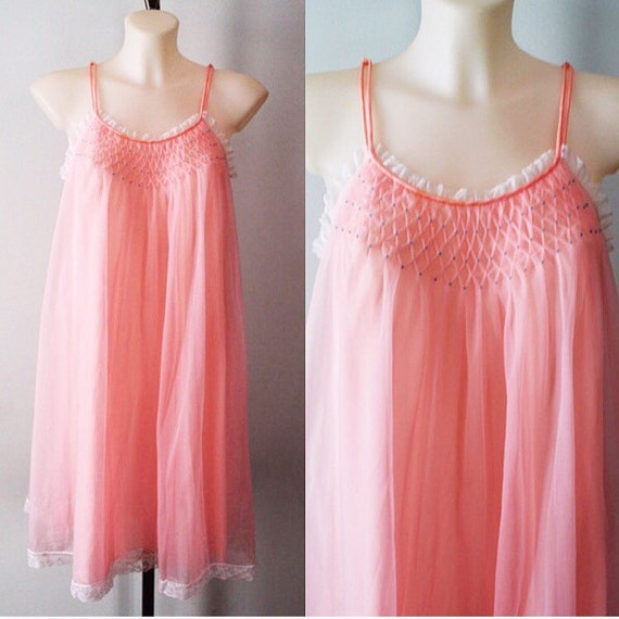 Pink Chiffon Nightgown Vintage Pink Chiffon Nightgown Linda