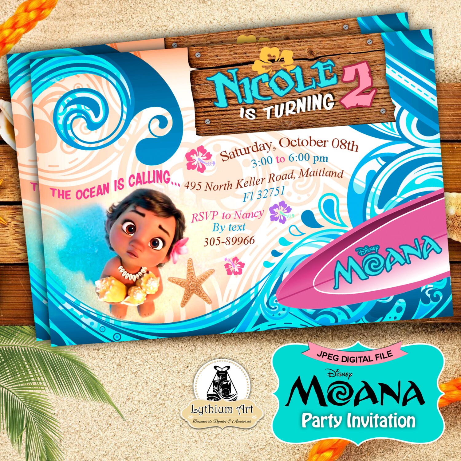 Personalized Moana Birthday Invitations 9