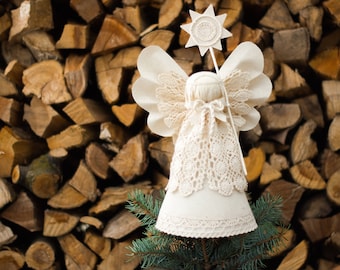 Christmas Angel Tree Topper, White Christmas Ornaments, Holiday Centerpiece, Home Decor, Christmas Gift