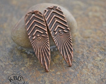 Handmade Copper Chevron Shard Component pair