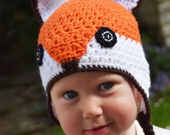 Handmade Crochet Fox hat, Girls hat, Character Hat, Animal hat