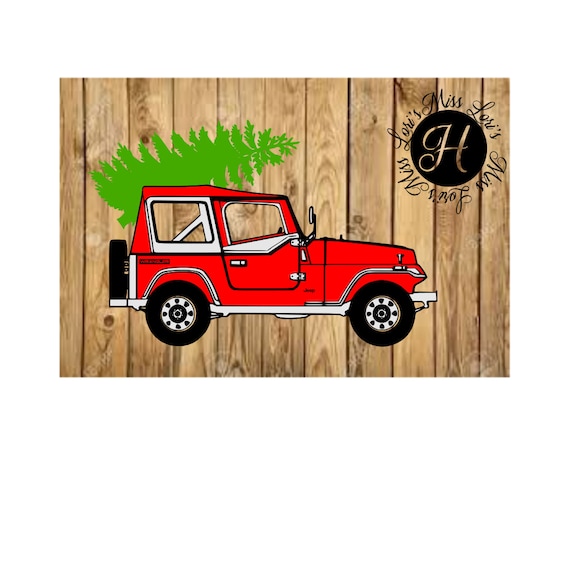 Download Jeep with Christmas tree SVG DFX Cut file Christmas cut file