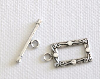 Toggle clasp rectangular Tibetan silver