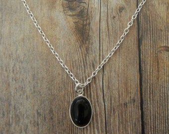 Black Onyx Necklace, Black Onyx Pendant, Silver Black Onyx Necklace, Silver Necklace