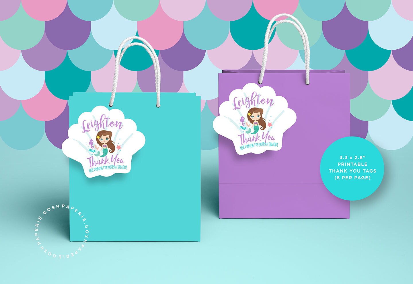 mermaid thank you tags mermaid party mermaid favors mermaid