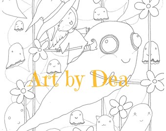 PENELOPES GARDEN Ghosts Pad Digital Download PDF Instant Coloring