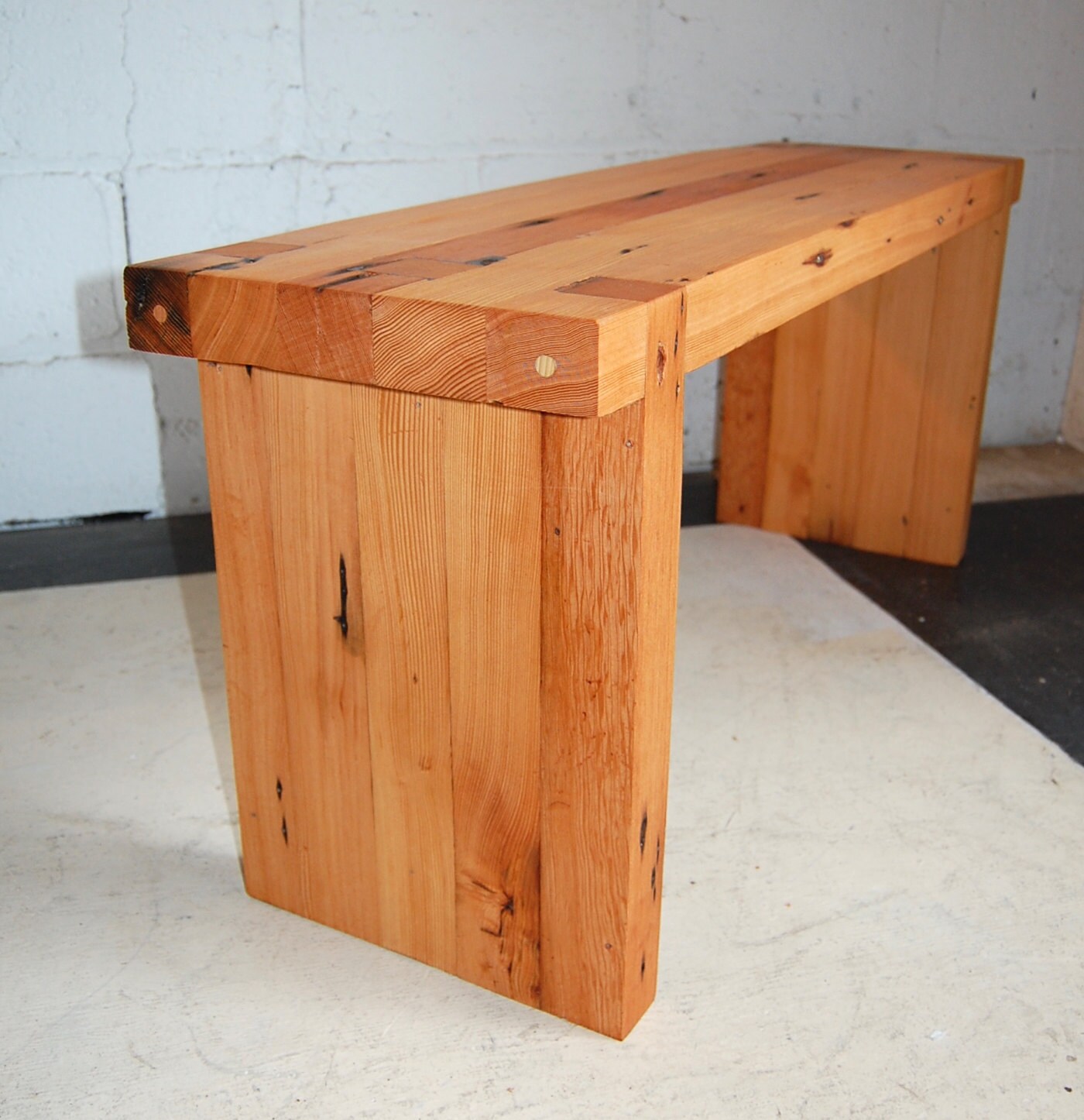 100 Year Old Pine Wood Mortise and Tenon Bench