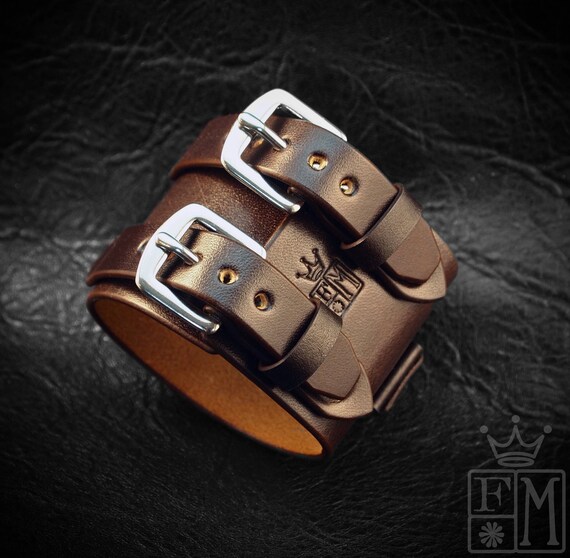 Chocolate Brown vintage style cuff/watchband , 2.25" wide