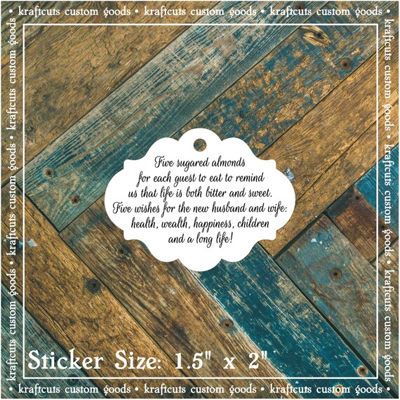 Favor Tags, Jordan Almond Favor Tags, Sugared Almond Favor Tags, Italian Wedding Favor Tags #803 - Qty: 30 Tags