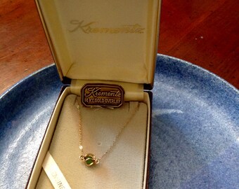 Krementz Vintage 14K Gold Overlay Jade Pendant