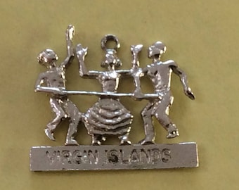 Sterling silver virgin Islands limbo party charm vintage #318 s