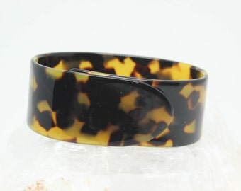 Vintage Faux Tortoise Shell Lucite Cuff Bangle Bracelet