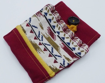 Amerindian styled checkbook cover in cotton and jacquard