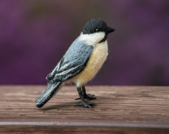 Chickadee needle felted handmade wool bird