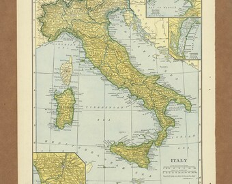 Vintage map of Italy from 1943 Antique 1940s