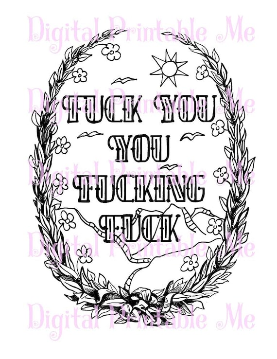 Curse Word Coloring Book Page Printable Sweary Download