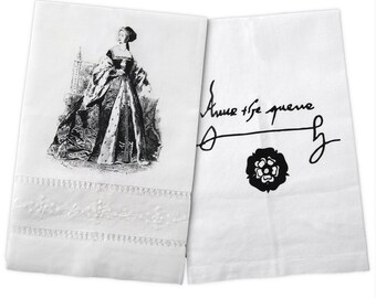 Anne Boleyn Tudors Linen Tea Towel tartx
