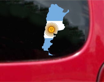 2 Pieces Argentina Outline Map Flag Vinyl Decals Stickers Full Color/Weather Proof. U.S.A Free Shipping