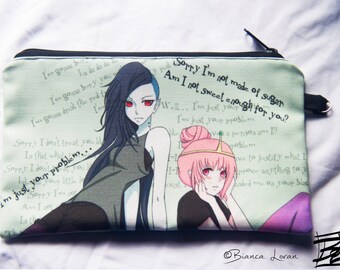 Bubbline Zippered Pouch - Clutch bag Purse Wristlet - adventure time Cosmetic pencil school - Bianca Loran Art