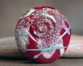 Artisan Glass Focal Bead, Lampwork Focal Bead, Red Lampwork, Divine Spark Designs, SRA