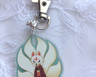 Kitsune Ninetails Fox Acrylic Charm Keychain
