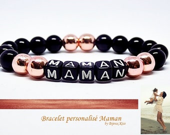 Special bracelet celebrates mother, onyx and hematite rose gold,
