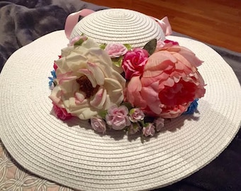 White Floral Kentucky Derby Hat