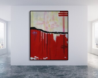 Red Abstract Painting / Abstract Art / Modern Art / Black and Red Painting / Large Painting / XL Painting / Oversized Art