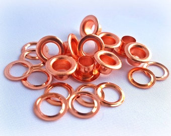 Rose gold grommets, Eyelets, Pack of 10