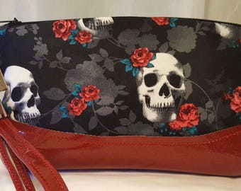 Skulls and Roses wristlet clutch