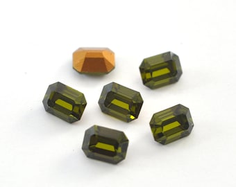 Olivine Swarovski 4600 8x6mm Octagon Crystal Rhinestones 4 Pieces
