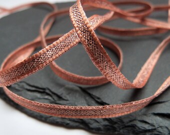 Rose Gold Lame , Sparkly Double Sided Ribbon 3mm Wide Per Metre ---1---